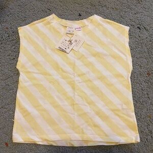 Zara Kids Yellow and White Striped Tee